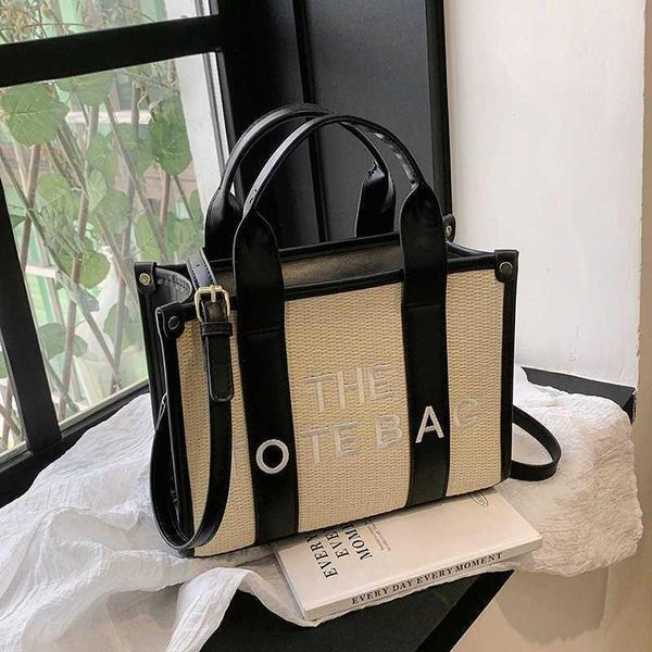 

trendy the tote bag woven cross body totes large capacity womens bags summer letter handheld grass woven designer handbag backpack shoulder