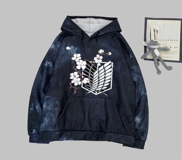 

uniex anime hoodie attack on titan tiedye pullovers long sleeve casual print cloth y07276603781, Black