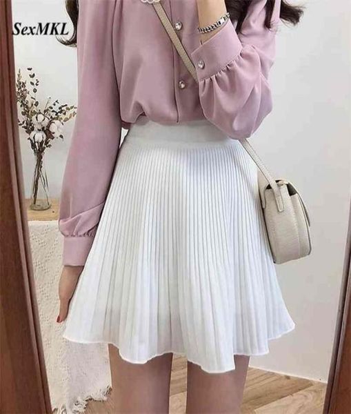 

summer white pleated skirt women clothes jupe femme faldas mujer moda short korean chiffon black high waist mini skirts 210527513360