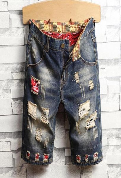 

men039s jeans men summer streetwear ripped vintage loose beach jean shorts fashion casual straight denim short1943767, Blue