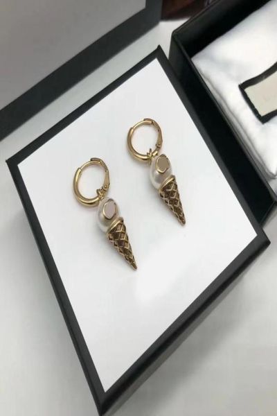 

luxury designer charm earring ice cream drop earrings aretes orecchini for women party lovers gift jewelry5031684, Golden