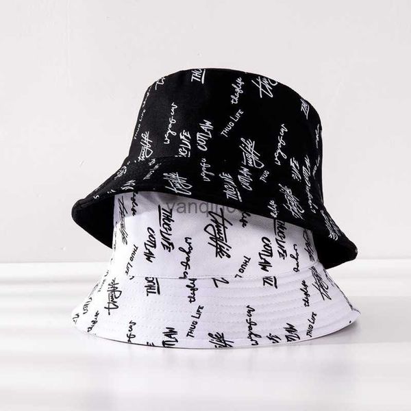 

wide brim hats bucket hats spring and summer new style male and female fisherman cap male digital printing craft double basin cap hkd230810, Blue;gray