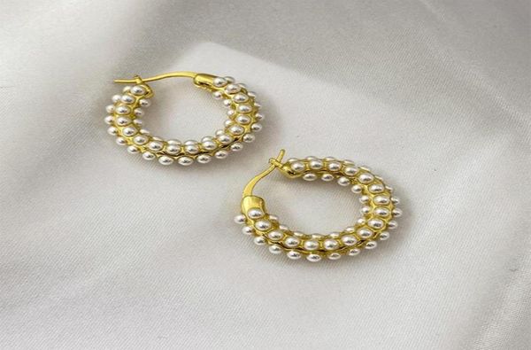 

retro fashion wild pearl earrings stud highend goldplated winter models trend niche design ins jewelry accessories45845753912934, Golden;silver