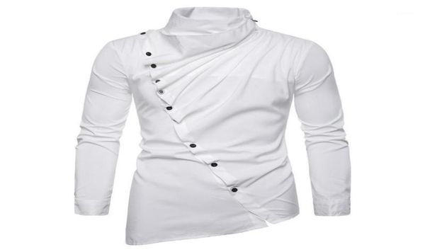 

men039s casual shirts 2021 men039s asymmetric inclined placket heap collar long sleeve shirt nx530419930669, White;black