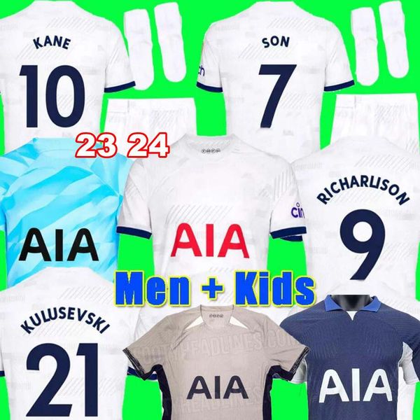 

maddison son 23 24 soccer jerseys kulusevski richarlison kulusevski 2023 2024 romero veliz van de ven bissouma tottenham football kit shirt, Black;yellow