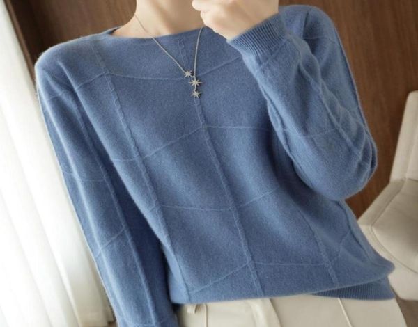 

women039s sweaters solid color ladies cashmere sweater checkered round neck knitted autumn and winter arrivals casual fashion p3479665, White;black