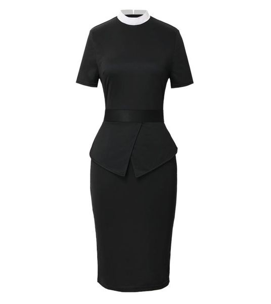 

short sleeve women clergy dress catholic work dresses black5895890, White;black