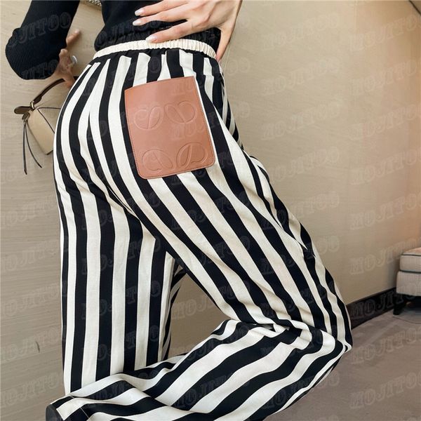 

striped women pants casual trousers design drawstring loose fashion trousers sportspant for lady, Black