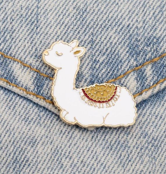 

funny alpaca brooch pins cartoon gold plated metal enamel brooches for boys gift jewelry harajuku clothes badges denim shirt lapel1809676, Gray