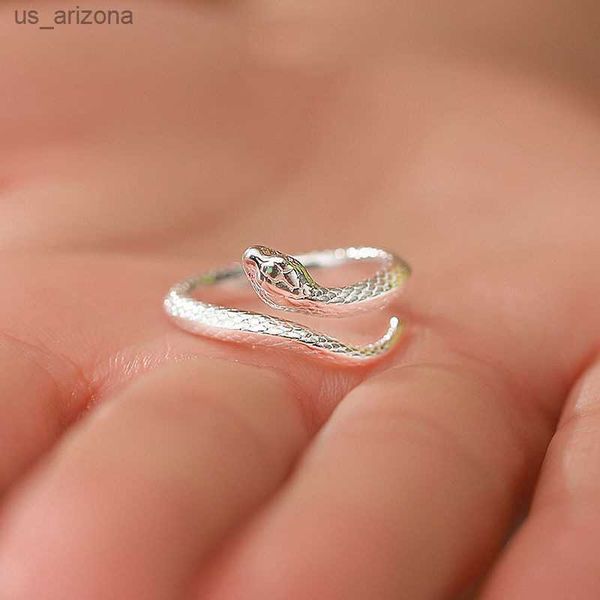 

new spirit snake ring men's and women's tail ring small snake index finger ring opening adjustable personality ring l230620, Silver
