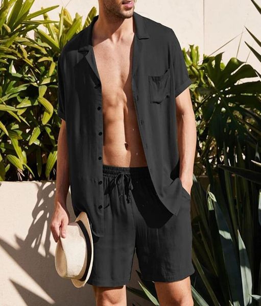 

men039s shirts set short sleeve hawaiian shirt and shorts summer casual floral beach two piece suit fashion men sets m3xl2195560, White;black