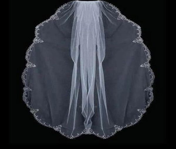 

silver embroidery edge beads drop pearls rhinestones wedding veil 0445921883