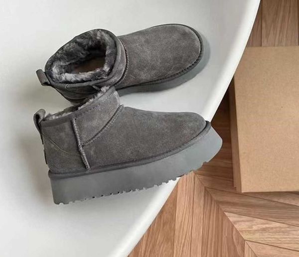 

australia thickened bottom classic warm boots womens mini half snow boot usa gs 585401 winter full fur fluffy furry satin ankle bootss booti, Black