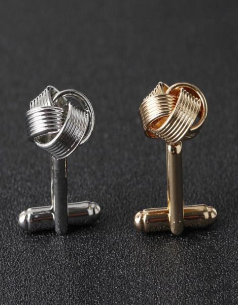 

french cufflinks gold tie knot shape business shirts cuff links button for men fashion jewelry will and sandy new8918821, Silver