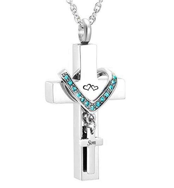 

memorial jewelry stainless steel cross for son memorial cremation ashes urn pendant necklace keepsake urn jewelry3751642, Silver