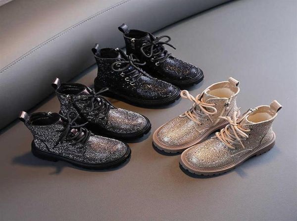 

kids shoes shiny rhinestones martin boots nonslip kids flash boys girl boots wearable rubber sole girls children039s short boo6487339, Black;red