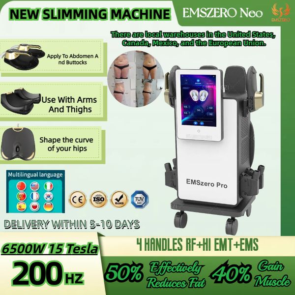

2023 new emslim neo slimming machine emszero rf 6500w 200hz 2/4/5 handles 15 tesla body emsculpting beauty machine salon