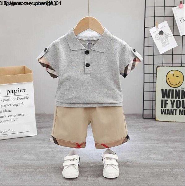

baby cute summer boys clothing sets turn-down collar kids short sleeve t-shirt+shorts 2pcs set children suit boy outfits, White