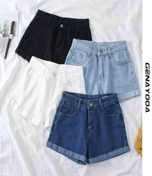 

plus size womens shorts summer casual high waist big mini oversize blue denim 5 coiors 2106074266840, White;black