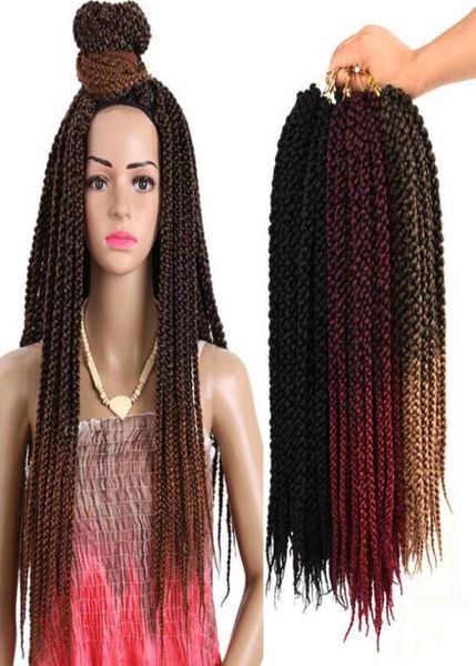 

crochet box braids hair 3packs 22inch long pres style ombre jumpo box braids 3x medium crochet hair synthetic braiding hair4694798, Black