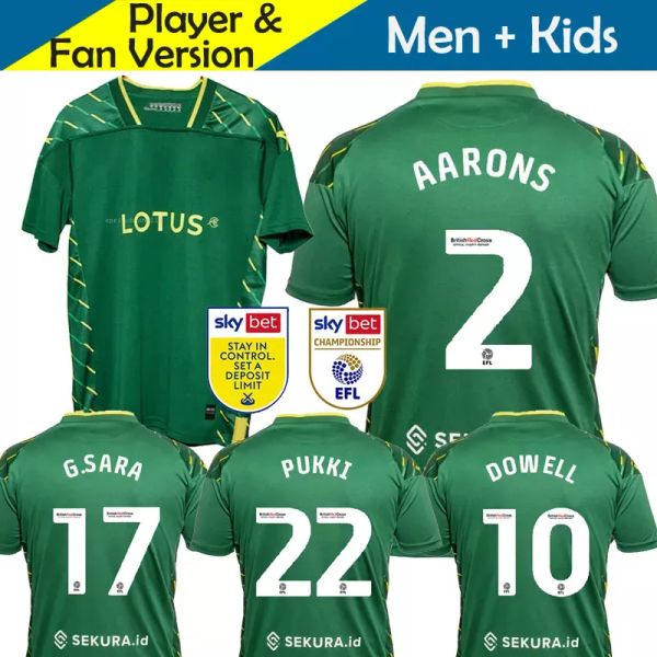 

23 24 norwich citys soccer jerseys kids kit home away football shirt player version training maillot foot set goalkeeper aarons dowell g.sar, Black;yellow