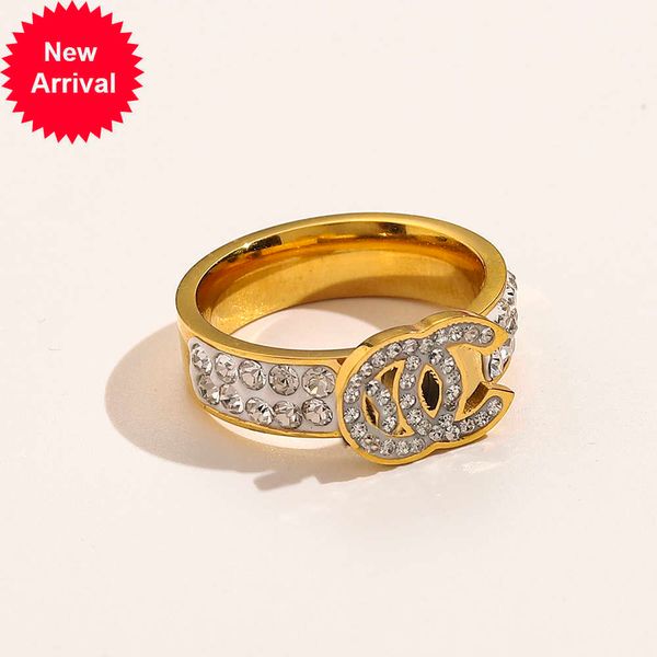 

new fashionable jewelry designer rings women letter love wedding supplies 18k gold plated stainless steel diamond gemstones ring fine finger, Slivery;golden