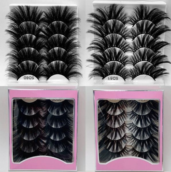 

5 pairset 25mm 3d mink hair false eyelashes wispy fluffy natural long lashes makeup tools full soft lashes extension tools 5 sets3396711