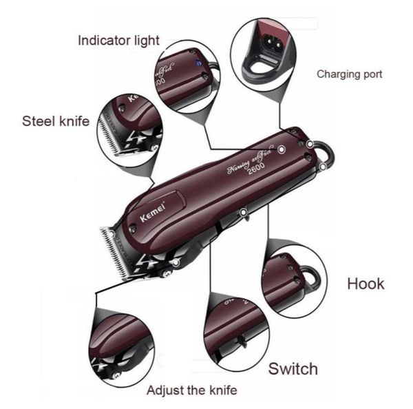 

kemei professional electric hair clipper rechargeable hair trimmer haircut shaving machine km260028015227423780