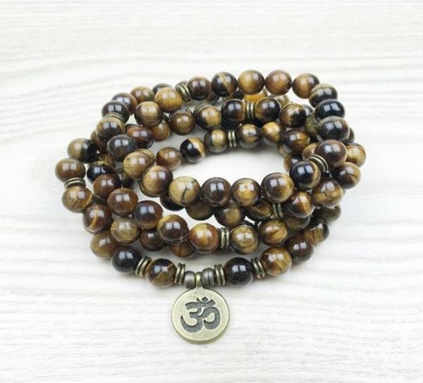 

sn1148 fashion tiger eye 108 mala bracelet om buddha bracelet or necklace yoga bracelet 4 wrap natural stone bracelet93544499452548, Black