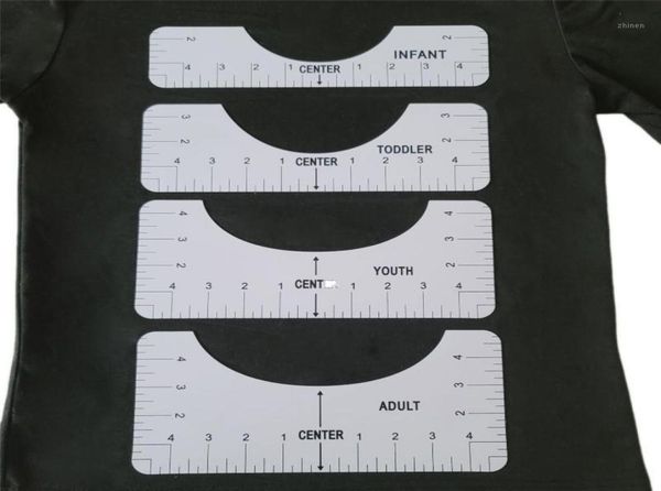 

4pcsset pvc tshirt alignment ruler tshirt design guiding diy maker fashion rulers with size chart for toddler14906061, Black