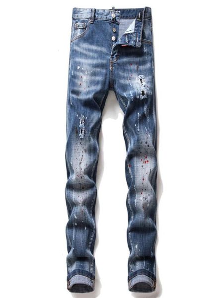 

fashion man print stretch jeans high strength water washed skinny jeans male new style bottom jean patch urban pantalones pants5312211, Blue