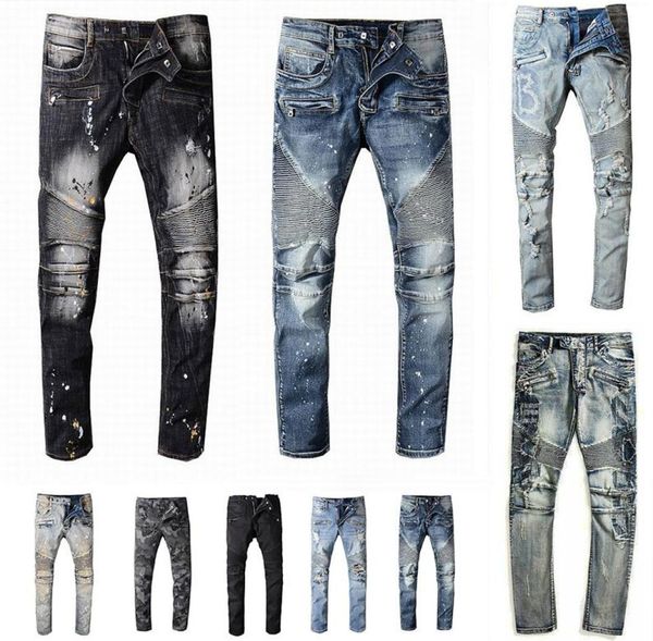 

mens designer jeans distressed ripped biker maternity pant slim fit motorcycle bikers denim for men s fashion mans black pants pou8287468, Blue