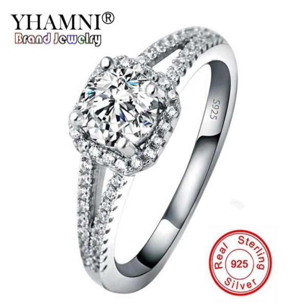 

yhamni fashion jewelry original natural 925 solid silver wedding ring set 6mm cz diamond engagemen rings for women gift zrsr0894967409577, Slivery;golden