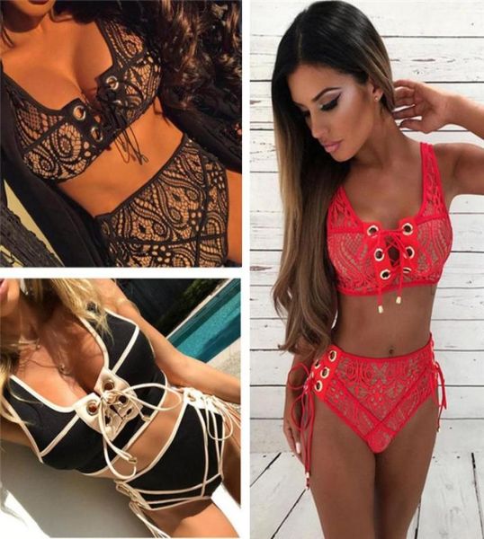 

bikini women swimsuit push up high waist lace swimwear halter bikini set beach bathing suit swim wear maillot y09593400215668753
