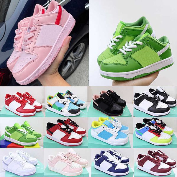 

2023 designer kids shoes for boys girls baby black white panda cow pink casual fashion sneakers childrens walking toddler sports outdoor tra