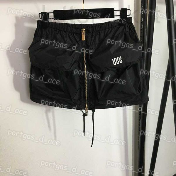 

plus size dresses designer letters women casual dress zipper design mini skirt elastic waist skirts 2 colors igyk, Black
