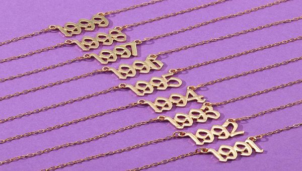 

19912005 date necklace birth year pendant necklace chain jewelry men women choker birthday gifts bijoux7999819, Silver