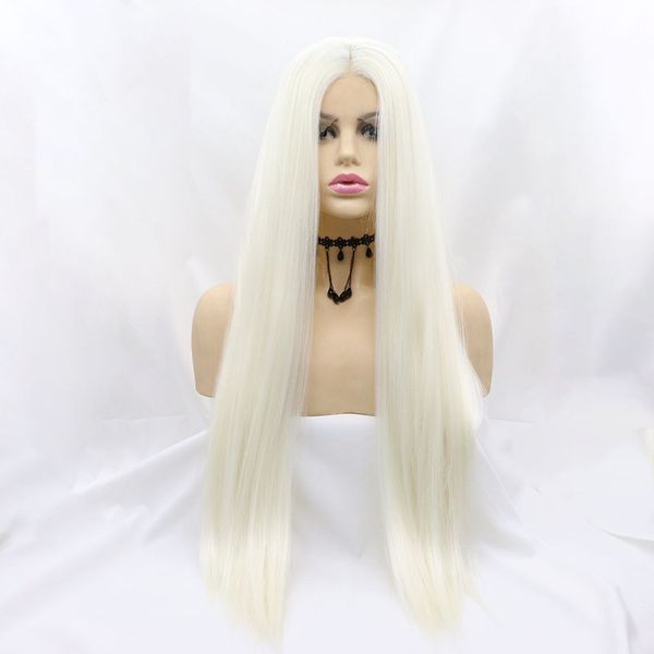 

women's chemical fiber wig lace front wig 24 inch long straight tube female role-playing, Black
