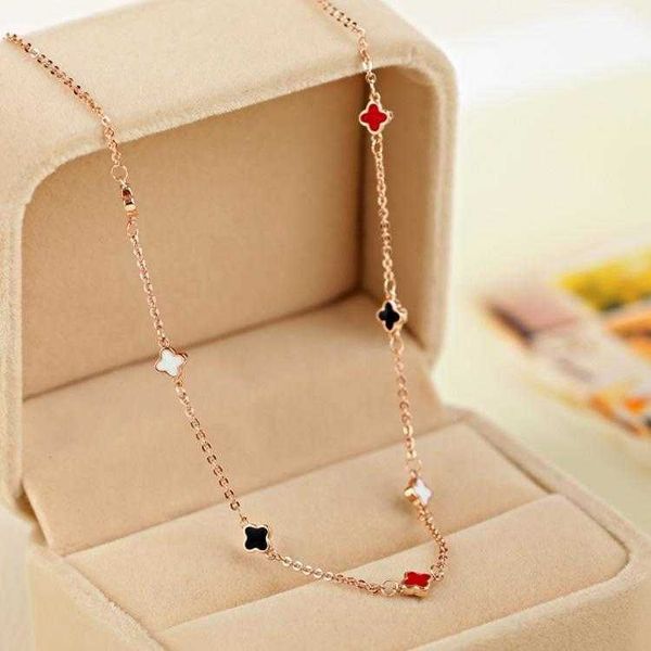 

clover necklace mini match colorful clover rose gold colored gold necklace korean titanium steel fashion jewelry gift, Silver