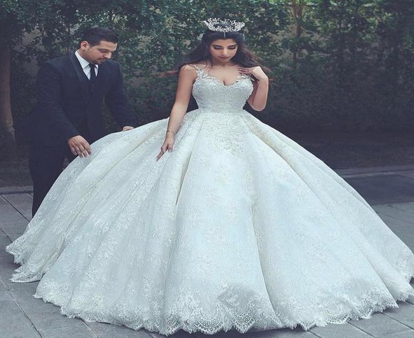 

princesses ivory ball gown wedding dresses saudi arabia v neck applique lace pakistani bridal gowns plus size puffy corset turkey 4063162, White