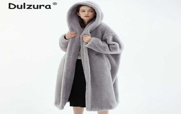 

oversized long hooded teddy jacket coat women winter 2020 trendy female warm overcoat vintage casual loose faux fur coats jacket6687704, Black
