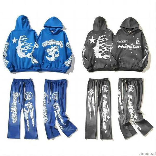 

hellstar hoodie men shark graphic tee pullover letter print long sleeve jumper with pocket mens womens clothing fashion hoodies sweatshirt, Black