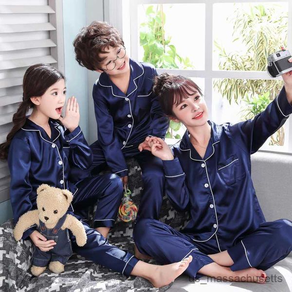 

family matching outfits spring pajamas suit for mother kids family matching outfits mother and daughter son women clothing child mommy outfi, Blue