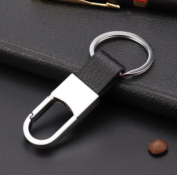 

fashion key ring business mens silver metal keychain black leather keyring creative gift hip hop jewelry5559437, Slivery;golden