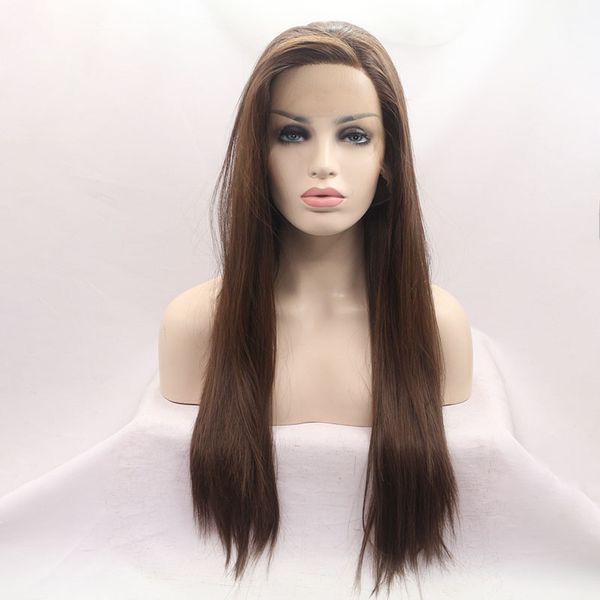 

women's straight tube synthetic women's wig natural color role-playing wig, Black