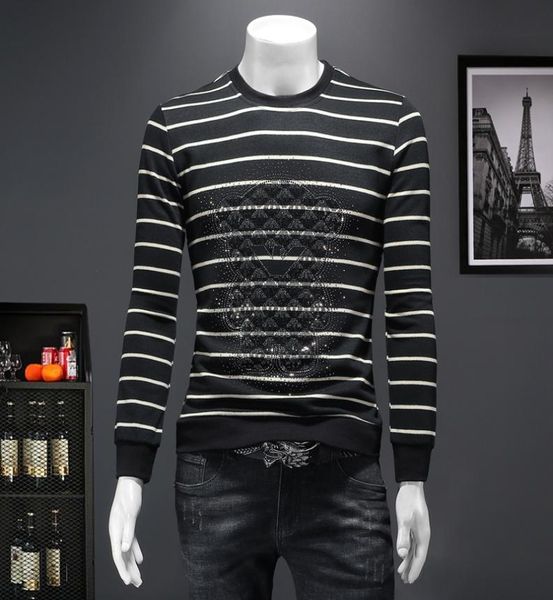 

2023 men039s printed t shirt casual base shirt fashion men round neck pullover long sleeve tshirt no hat simple and comfortabl6108681, White;black
