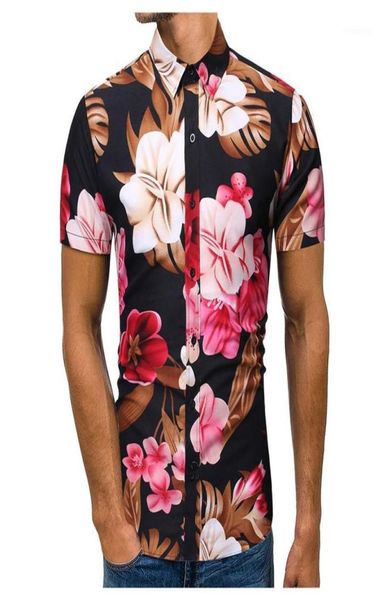 

mens summer beach hawaiian shirt brand short sleeve floral print shirts men casual holiday vacation clothing camisas11951201, White;black