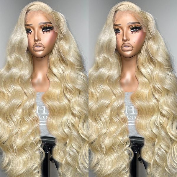 

Brazilian 30 40 Inch 613 Honey Blonde Color 13x6 Lace Front Wigs 250% Body Wave 13x4 Lace Frontal Human Hair Wig for Women, Ombre color