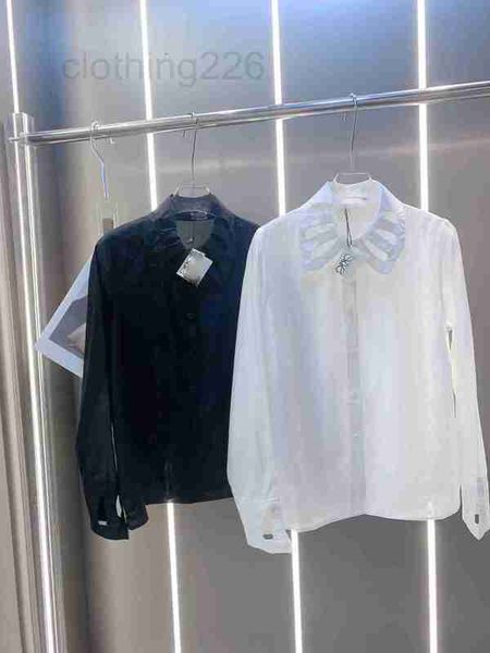 

women's blouses & shirts designer 2023 early autumn new neckline cutout design decorated with fashion versatile slim fit shirt pfky, White