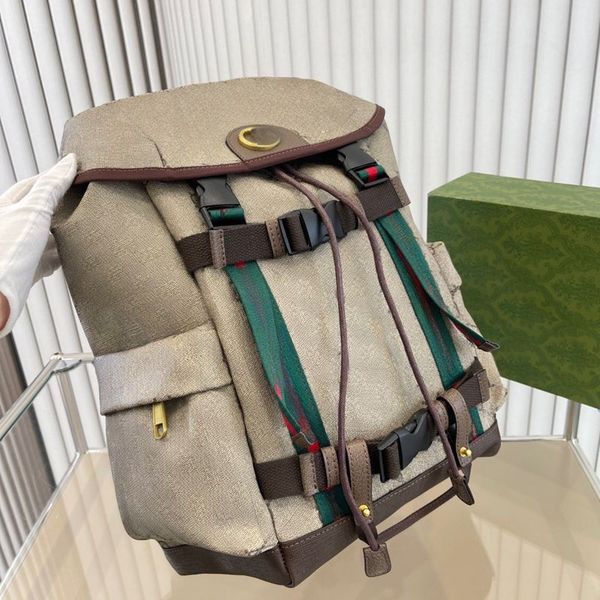 

designer bag women fashion designer backpack men backpack gold label presbyopia logo red green webbing large capacity buckle flip backpack b